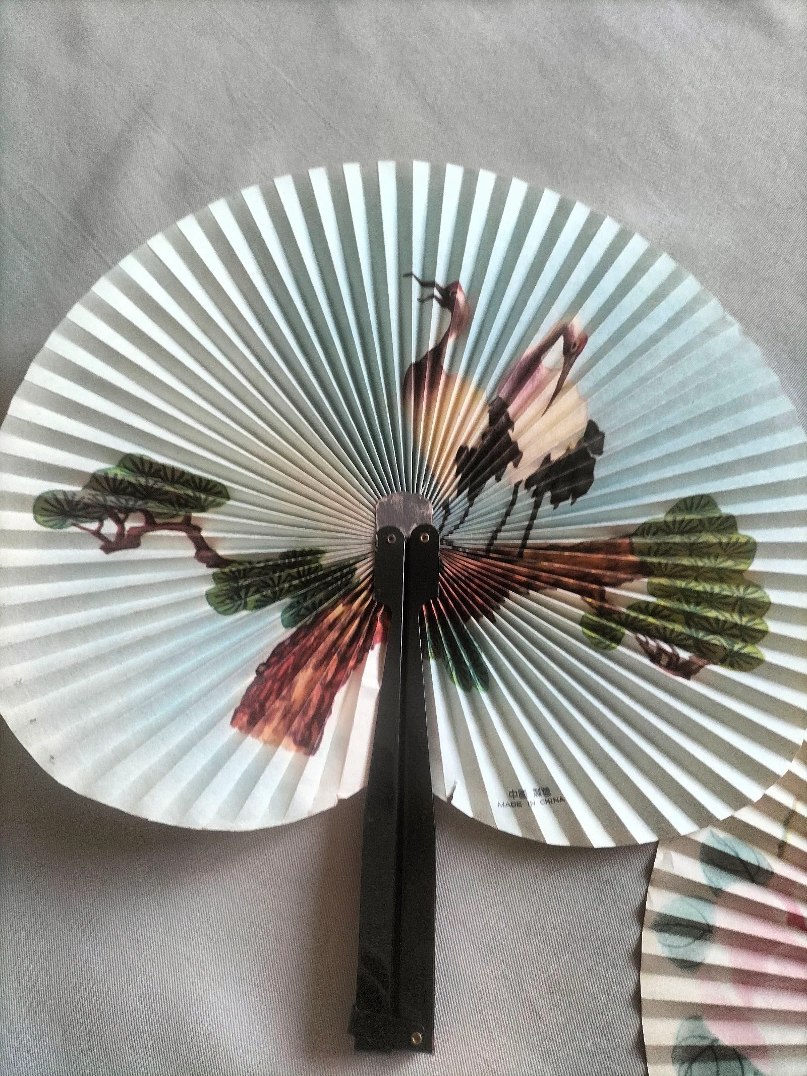 Lote de 2 Abanicos Chinos de Papel | Buen estado | Motivos Florales y Aves – photo 4